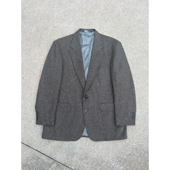 Vtg Lands' End Jacket Men Size 42R Gray Lambs Wool/Wool Tweed Two Button Blazer - Picture 1 of 6